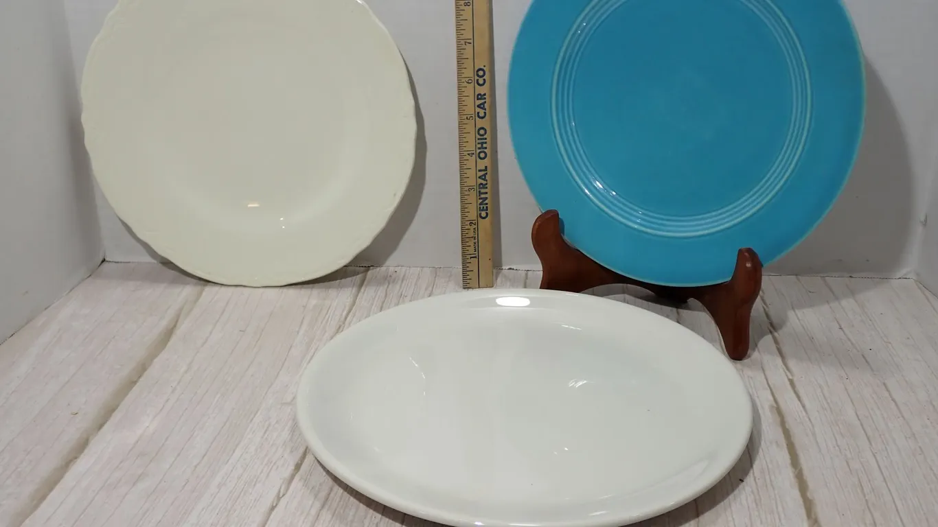 Homer Laughlin Fiesta Turquoise & Americana Vintage Ceramic Plates - Lot of 3