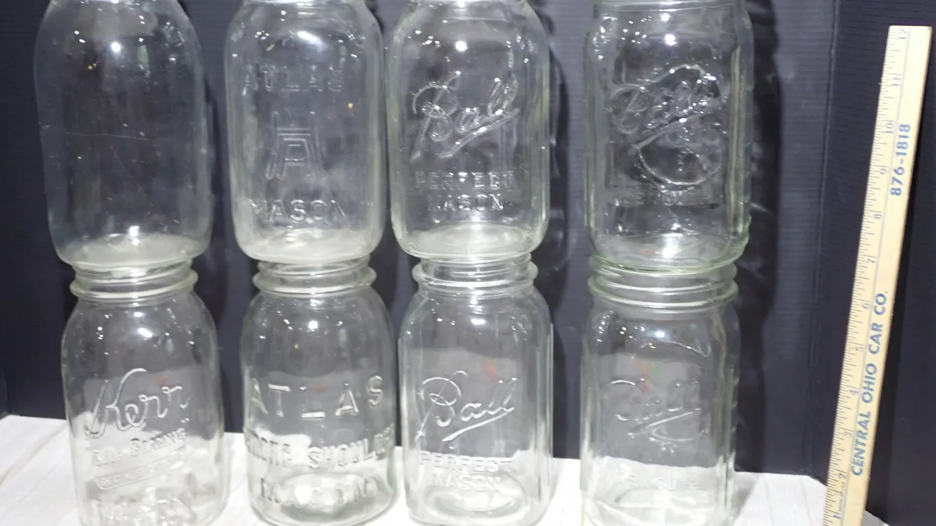 Vintage Ball Atlas Kerr Clear Glass Canning Mason Jars Estate Lot of 8