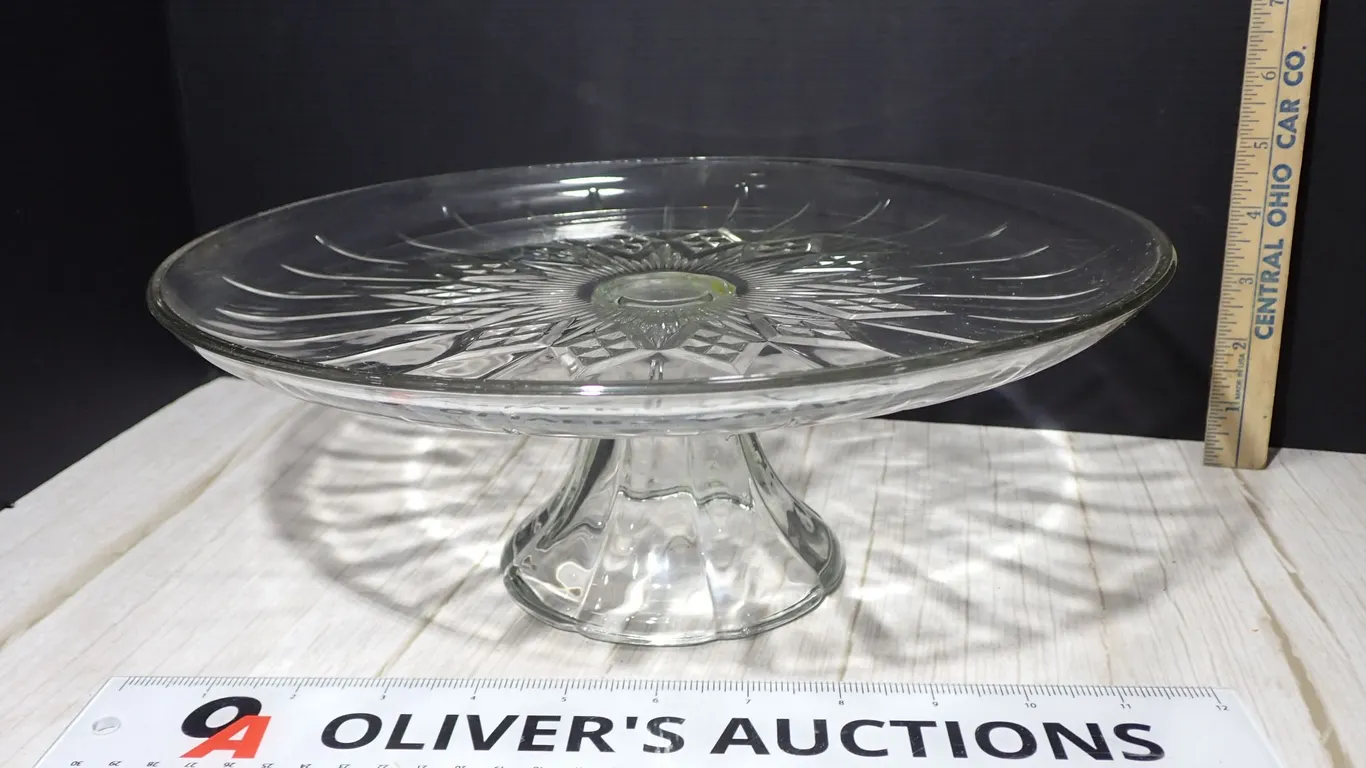 Vintage Anchor Hocking Canfield Clear Glass Pedestal Cake Stand