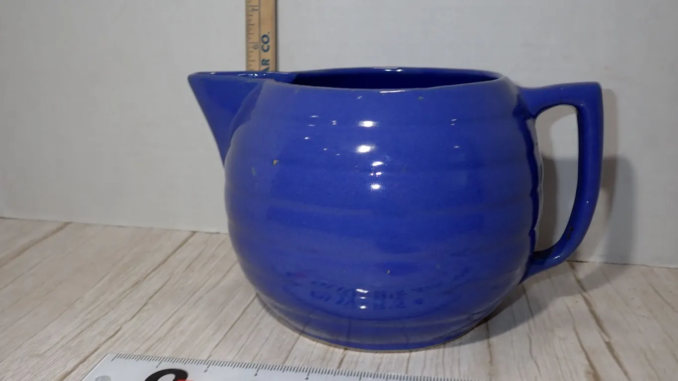 Vintage Bauer Pottery Cobalt Blue Ringware 2-Quart Water Pitcher