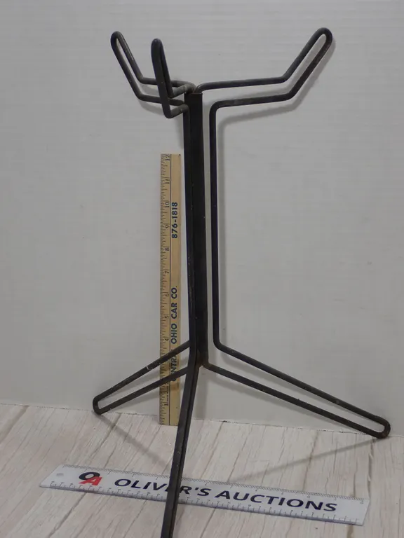 Vintage Mid-Century Modern Black Metal Wire Folding Tripod Plant Stand