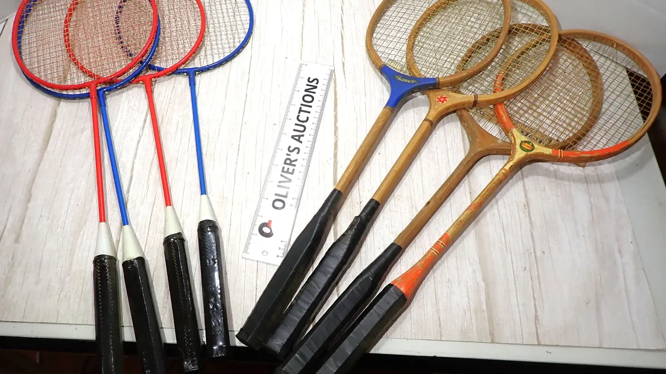 Vintage Franklin Metal & Spalding All Court Wooden Badminton Racquets Lot of 8