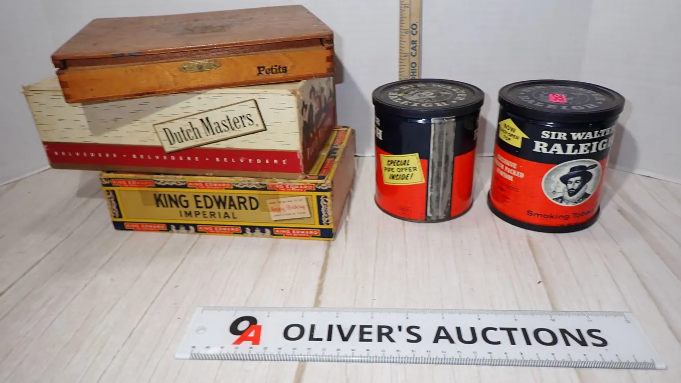 Vintage Sir Walter Raleigh Tobaccos, Joya De Nicaragua & King Edward Boxes Lot
