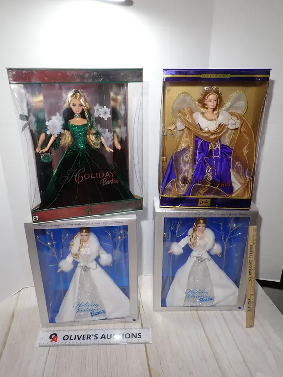 4-Piece Vintage Mattel Holiday & Winter Fantasy Barbie Doll Collector Lot