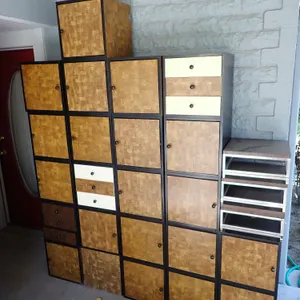 Massive Multi-Unit 15x15 Modular Plastic Cube Storage System with Faux Parquet Finish