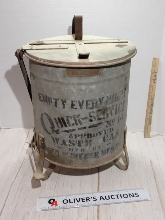 Geo W Diener Mfg Co Quick-Service No 10 Galvanized Oily Waste Can