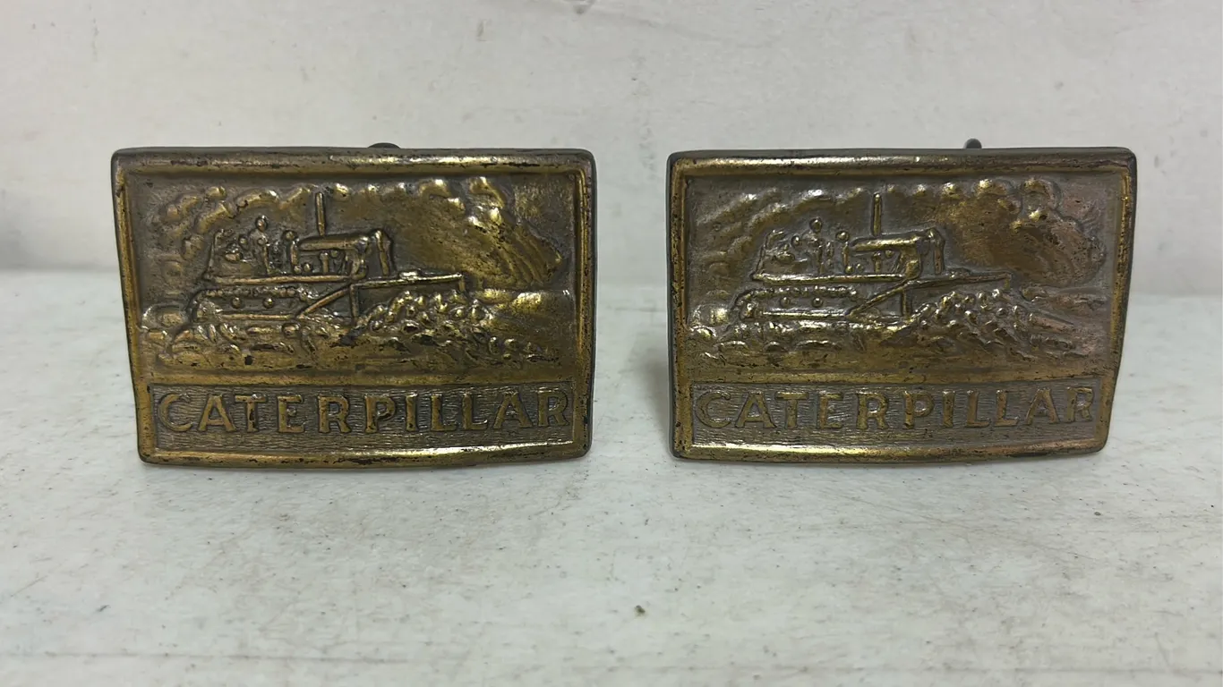 2 CATEPILLAR BRASS BELT BUCKLES