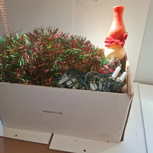 Christmas Tinsel Lights and Candle