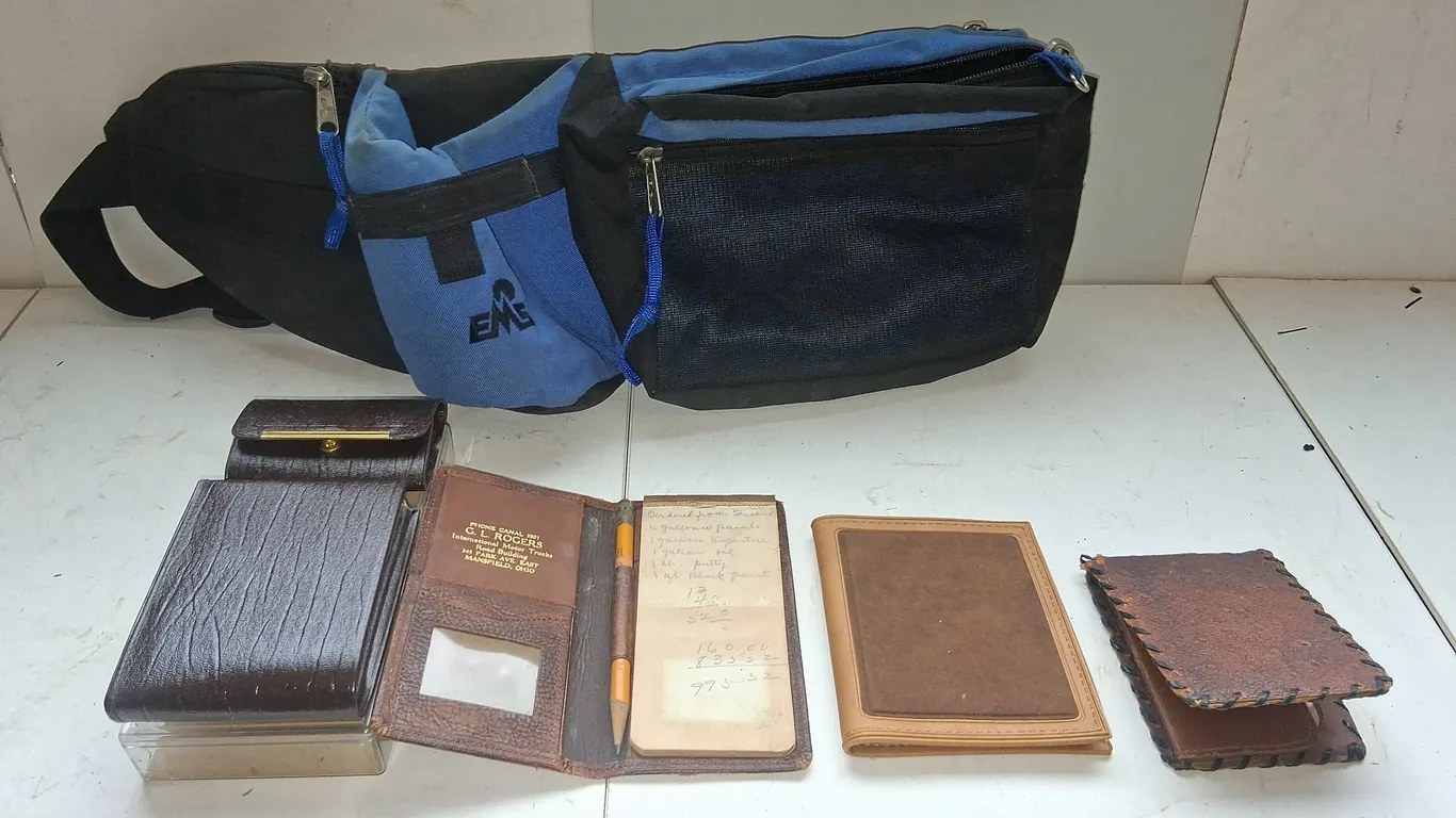 Leather Billfolds and Key Chain and Fanny Pack