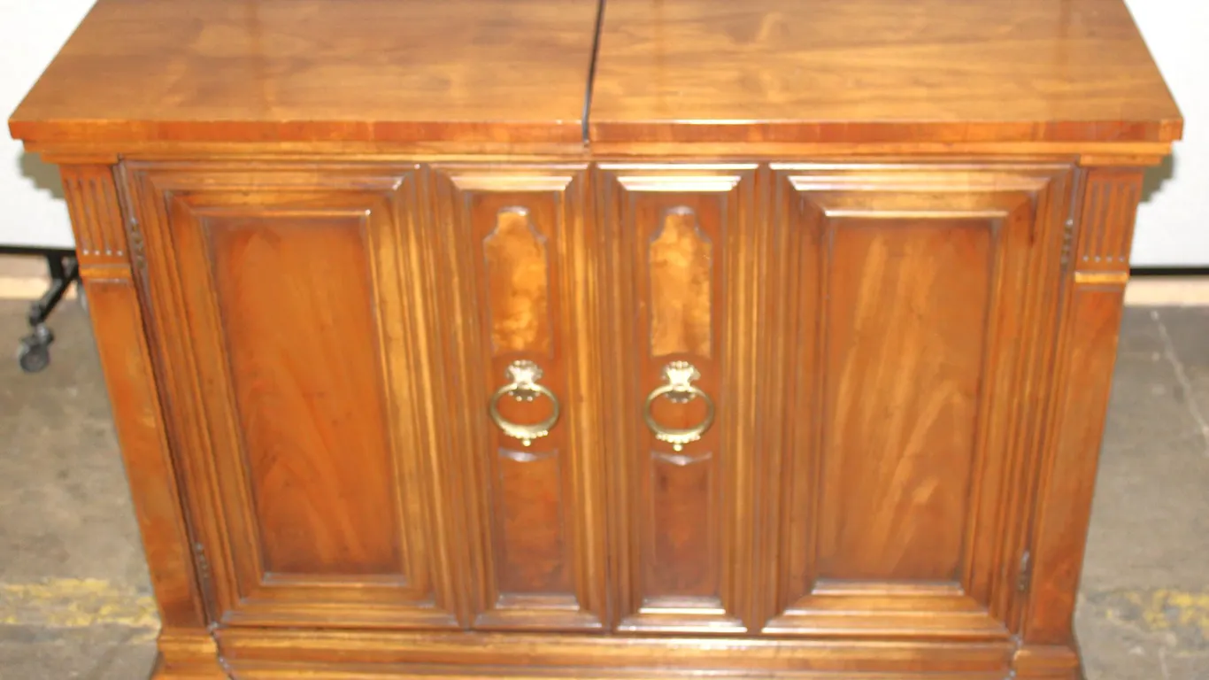 Drexel Wood Cabinet on Casters with Sliding Top