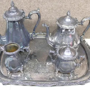 Countess Silverplate Tea Set with Tray, 5 Pieces
