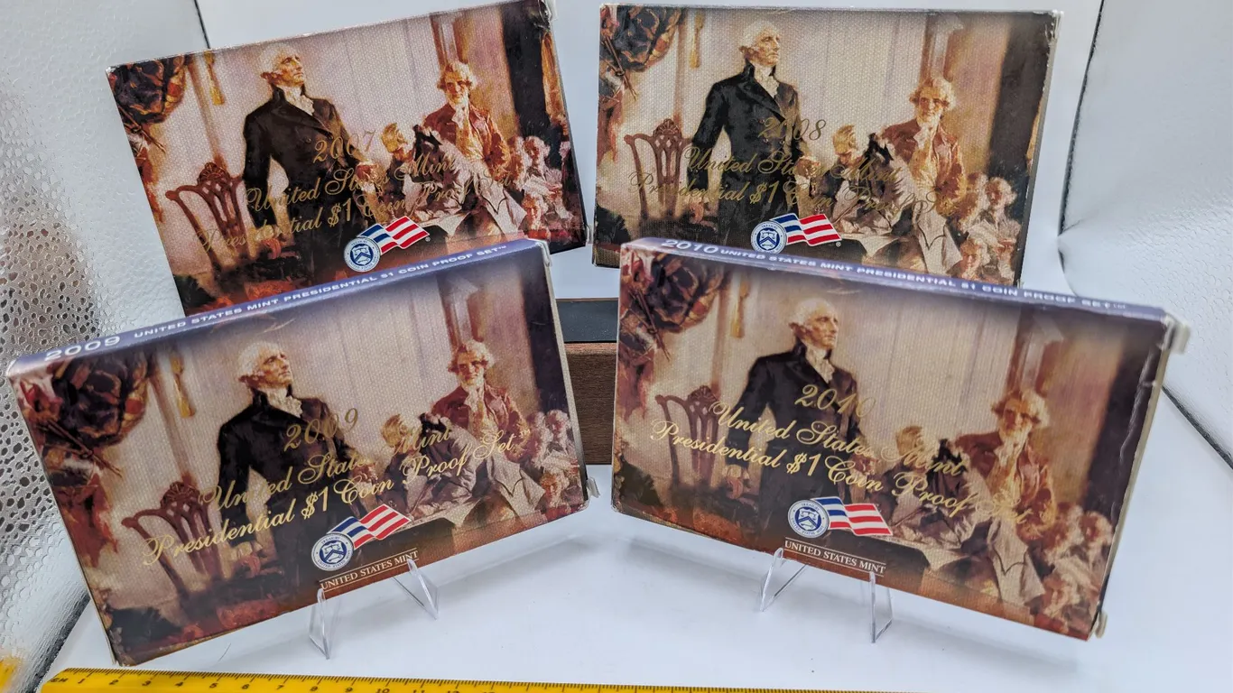 2007-2010 US Mint Presidential $1 Coin Proof Sets - 4 Year Run (16 Coins Total)