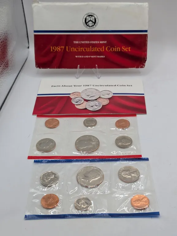 1987 US Mint Uncirculated Coin Set P & D Mint Marks - 10 Coin OGP (Key Date Kennedy Half Dollars)