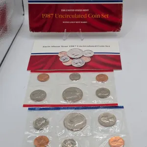 1987 US Mint Uncirculated Coin Set P & D Mint Marks - 10 Coin OGP (Key Date Kennedy Half Dollars)