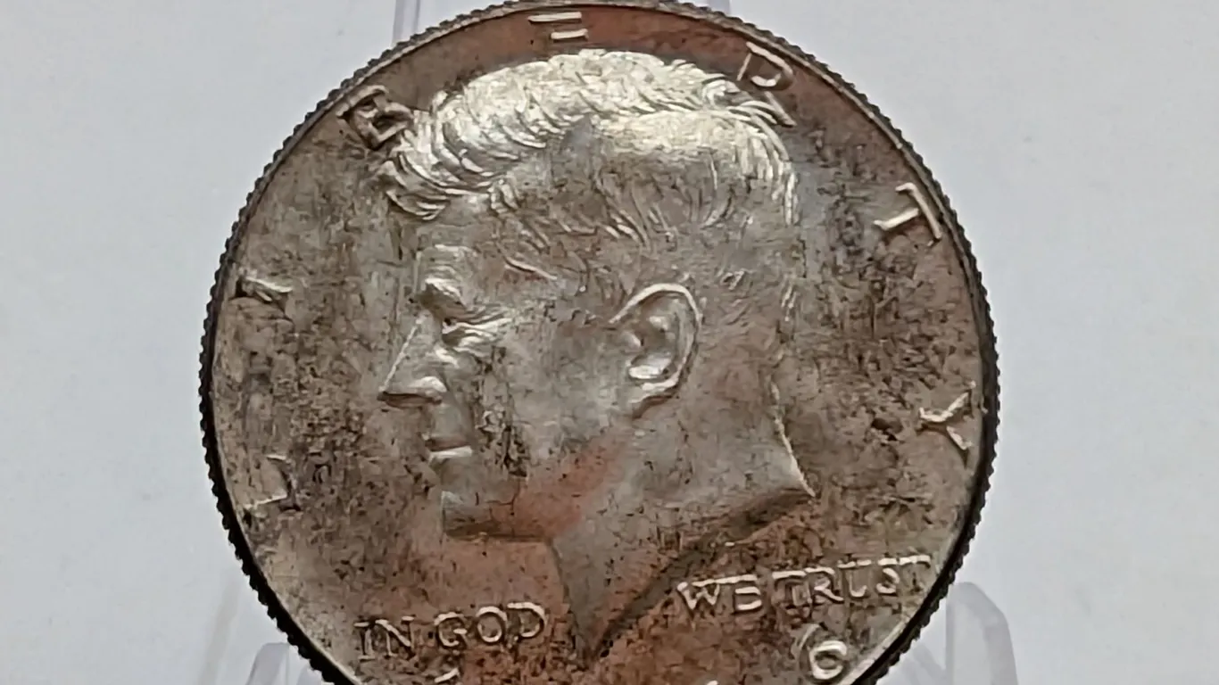 1966 Kennedy Half Dollar Lightly Circulated (40% Fine Silver, Mottled Toning)