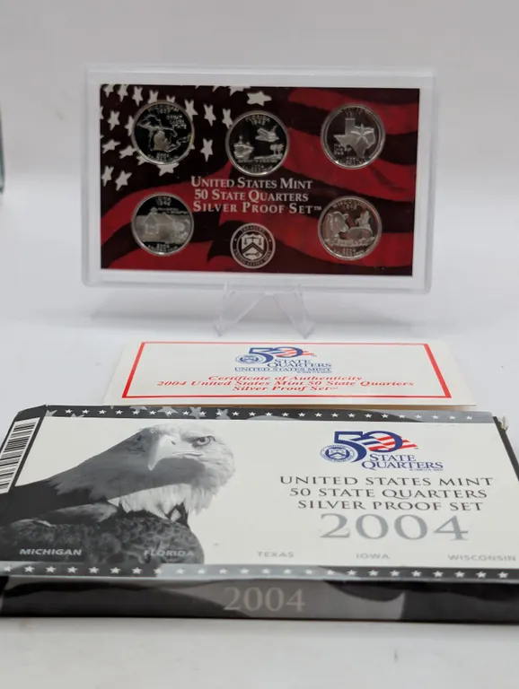 2004-S State Quarters 90% Silver US Mint Proof Set - 5 Coin OGP & COA