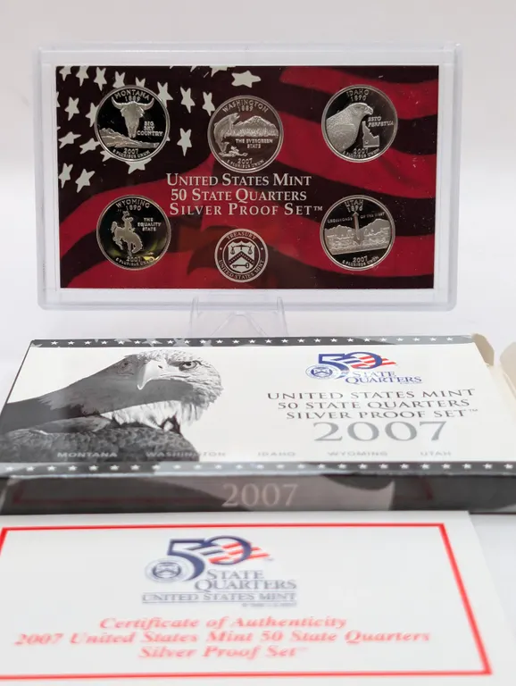 2007-S State Quarters 90% Silver US Mint Proof Set - 5 Coin OGP & COA