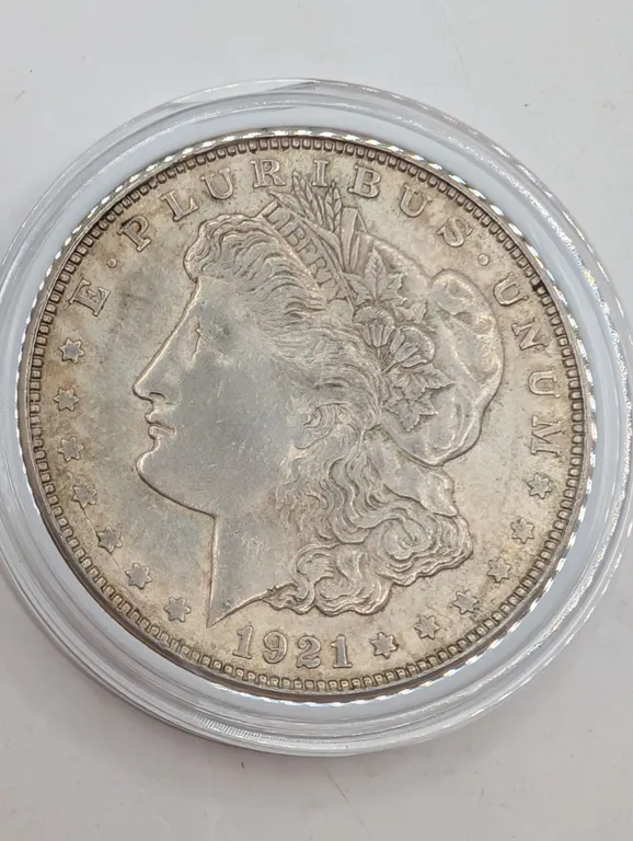 1921 Morgan Silver Dollar $1 – Final Year of Issue – Lightly Circulated / AU Condition – In Protecti