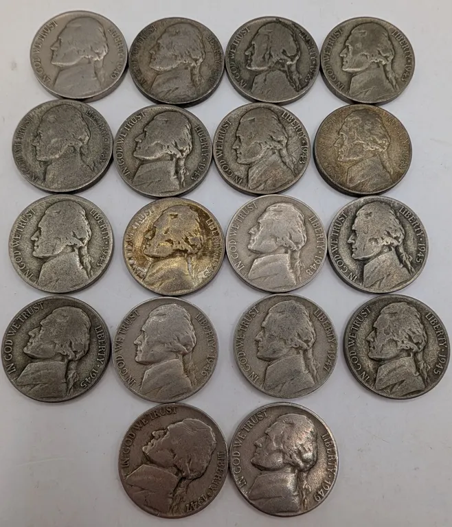 1942-1945 WWII Jefferson Silver War Nickel Collector Lot - 18 Historic 35% Silver Cents