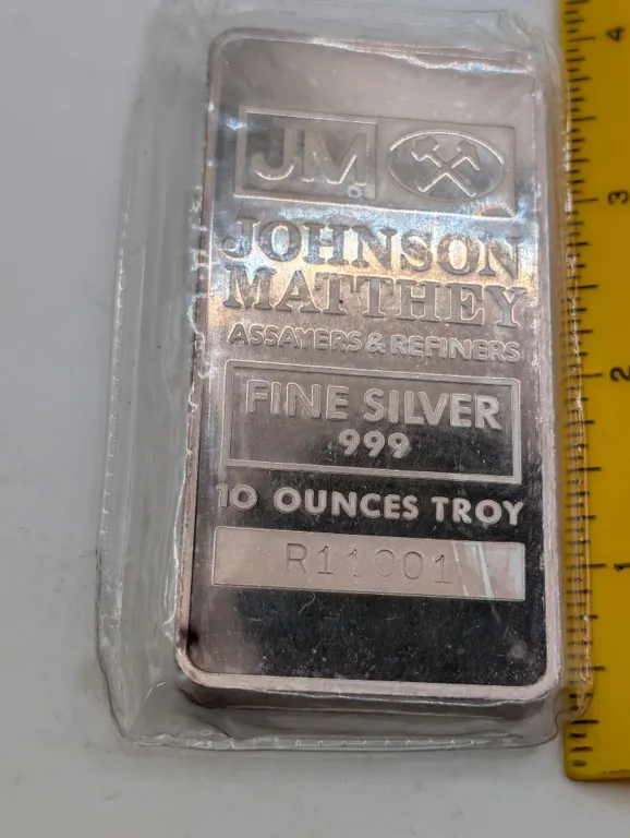 Johnson Matthey 10 oz Vintage Silver Bar .999 Fine (Original Factory Mint Seal, R-Prefix)