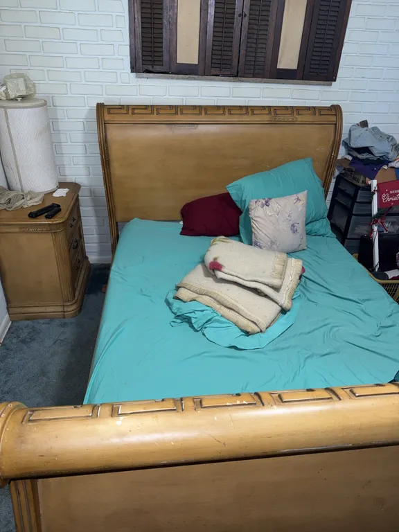 Wooden bed frame no mattress