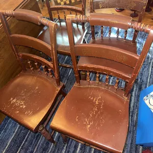 4 antique primitive dining chairs-Nichols and Stone