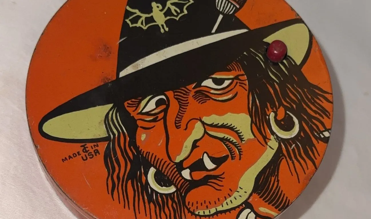 Vintage tin litho rare Halloween noise maker