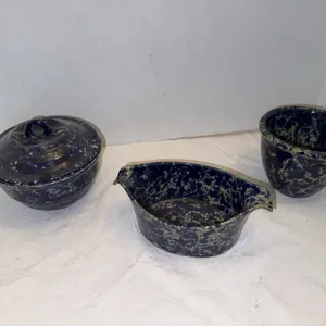 Bennington Potters blue agate spongeware