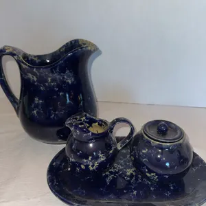 Bennington Potters pitcher, saucer and creamer