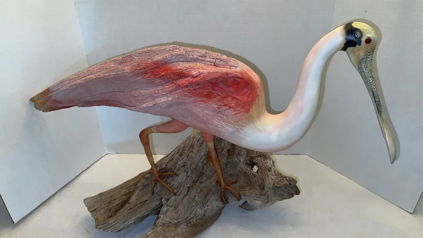 Flamingo wood sculpture