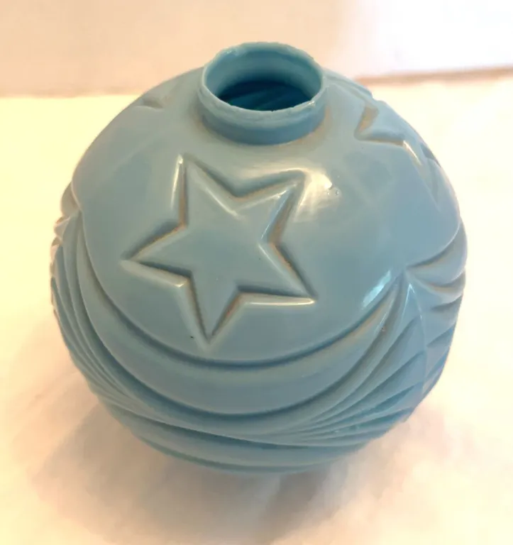 Antique moon and stars lightning rod ball - milky blue