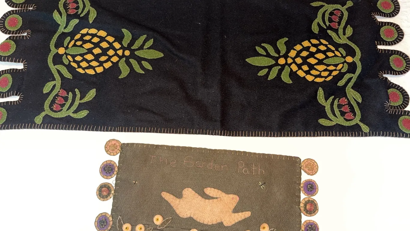 Primitive folk appliqué textiles