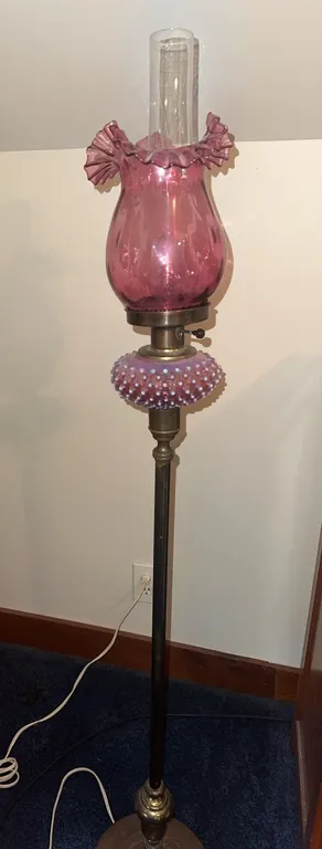 Antique Hobnail, ruffled glass floor lamp