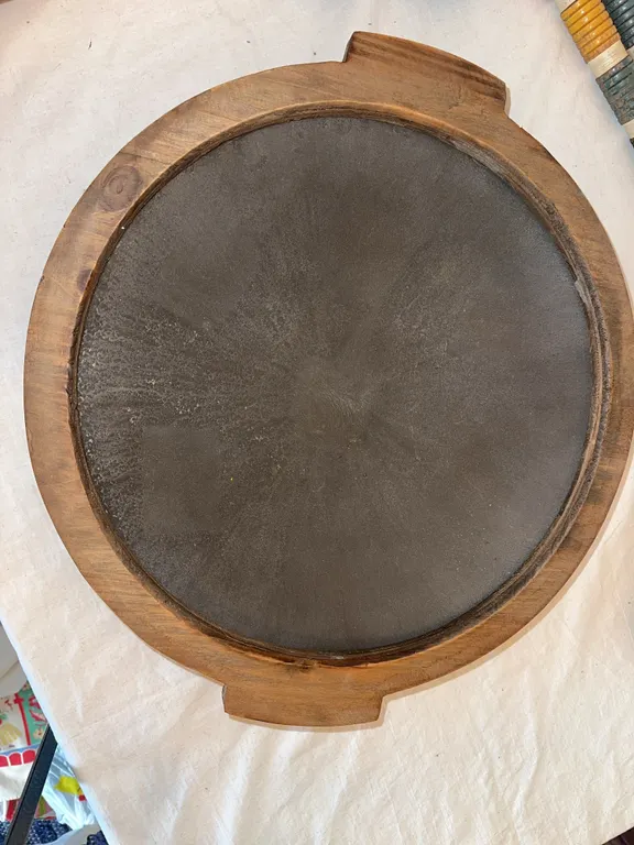 Unusual primitive wood and metal large bowl