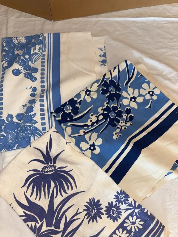 Vintage tablecloths -great graphics, printed