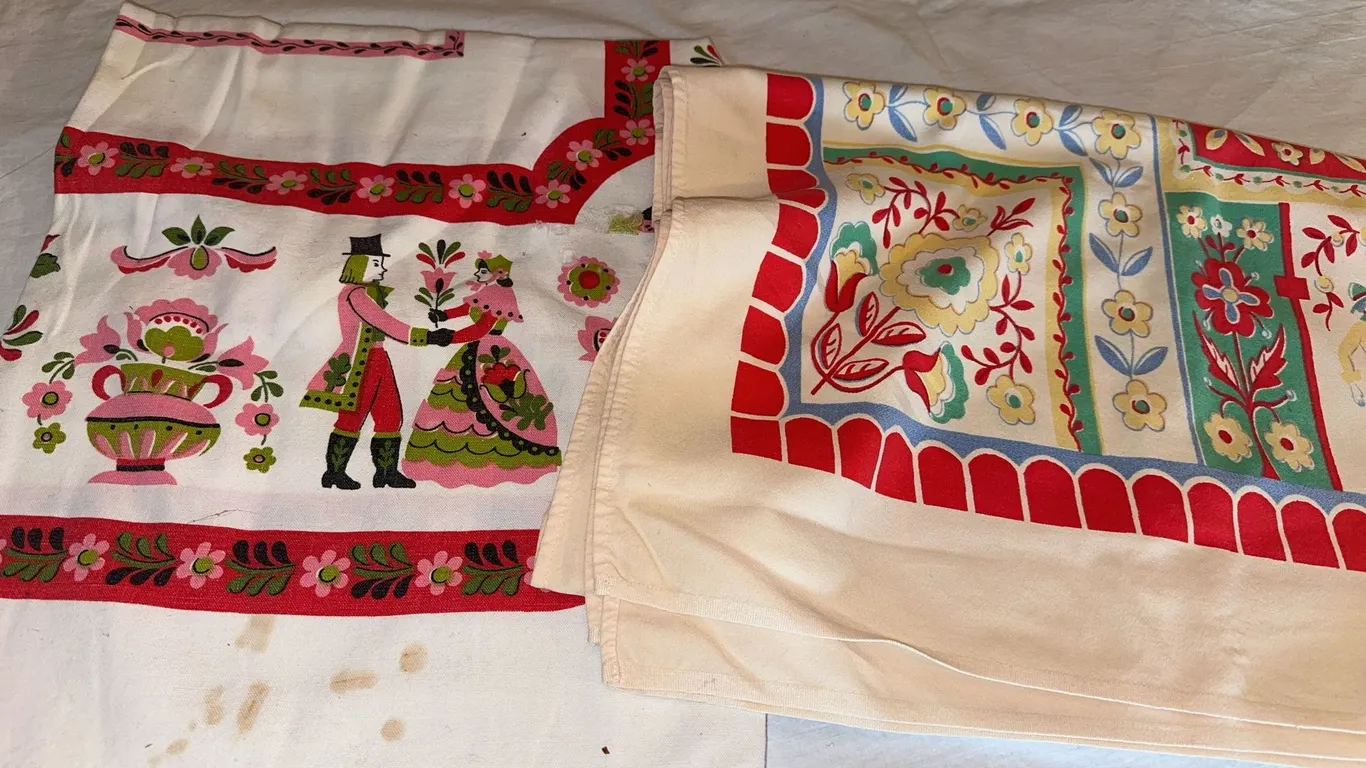 Vintage printed tablecloth etc