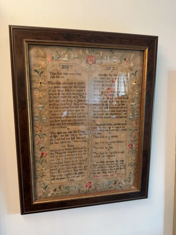 Framed needlepoint / crewel bible passages