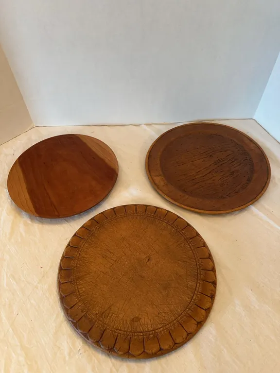 Vintage wood cheese/bread round trays