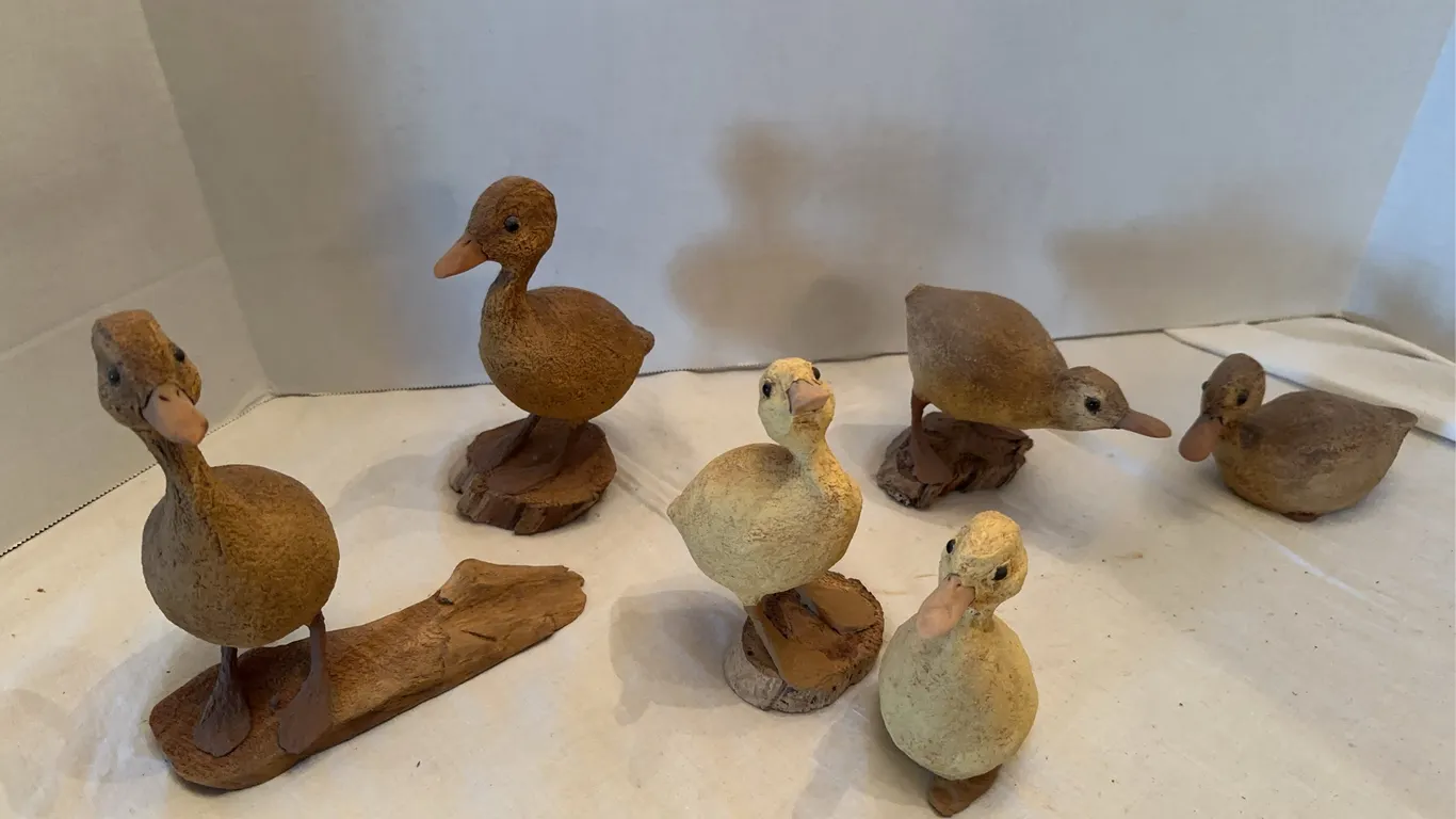 Folk Art - small ducks - some driftwood