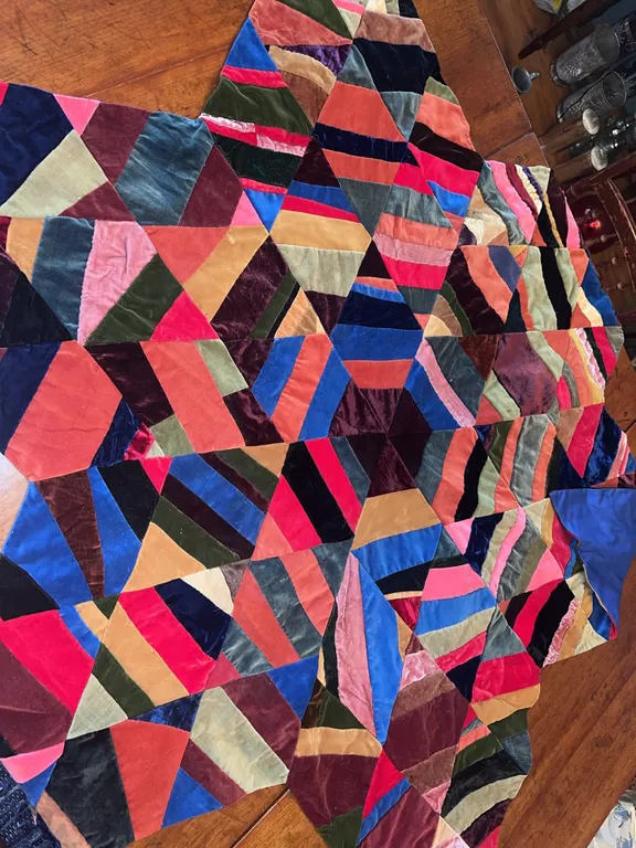 Handmade patchwork, crazy quilt/table cover