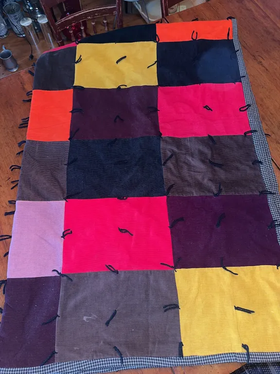 Hand stitched patchwork quilt – corduroy