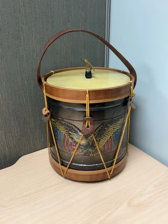 The Old Drum Shop Eagle Motif Ice Bucket Aluminum Interior