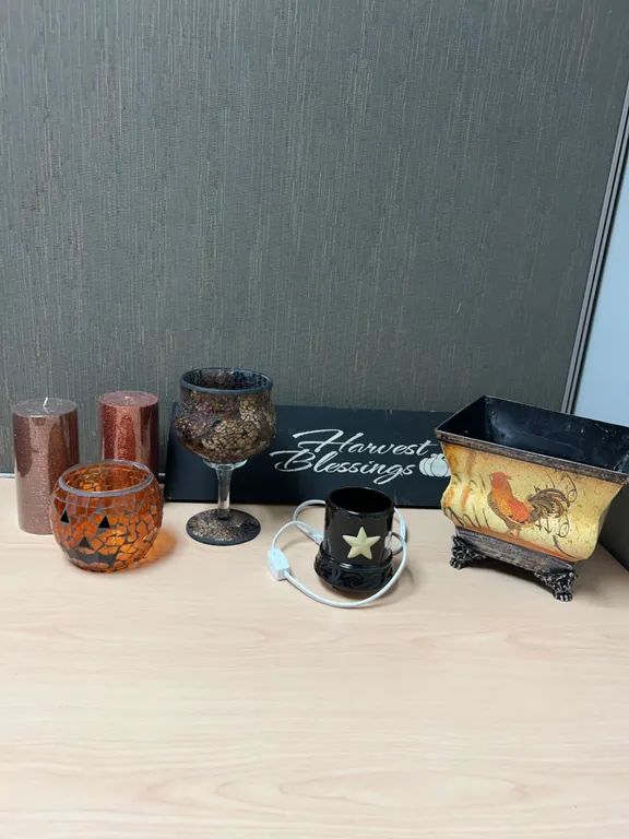 Fall Decor Lot Candle Holders Plaque Planter and Candle Warmer