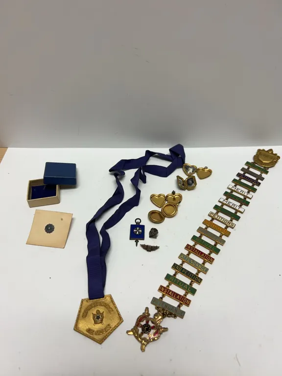 DeMolay Merit Badges and Representative Medals Assortment -one marked Sterling.