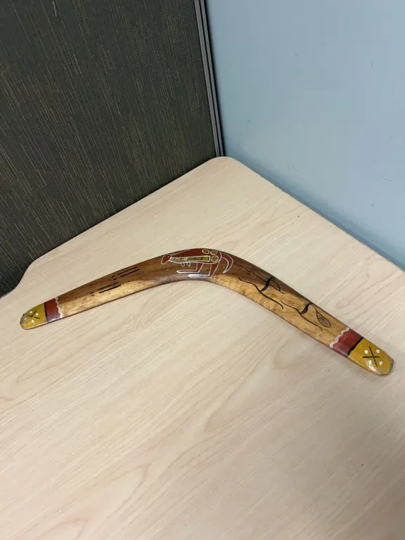 Painted Wood Boomerang by Bill Onus, Australia