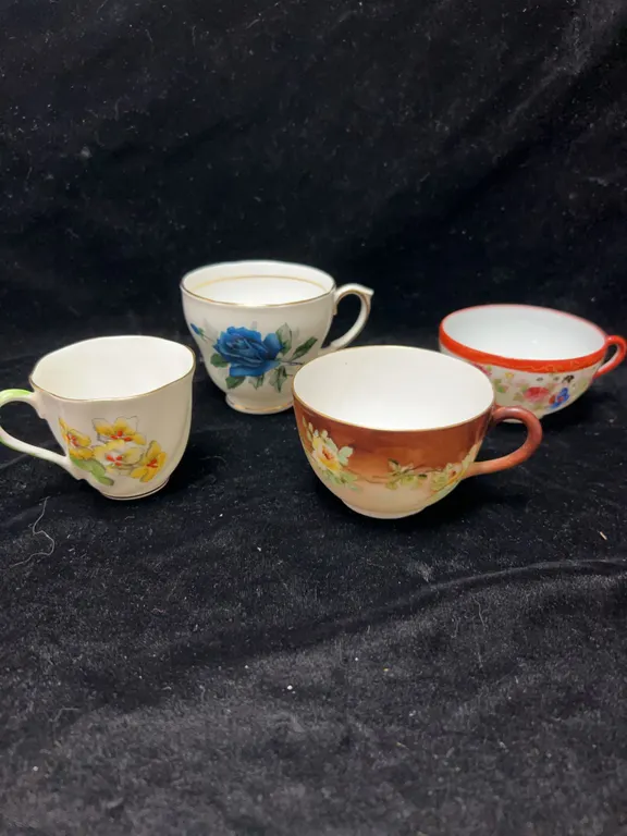 Floral Porcelain Teacups, 4 Makers Inc. Duchess