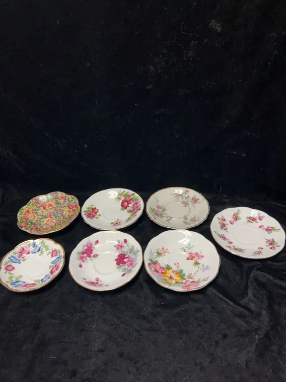 Fine Bone China Floral Saucers, England and France