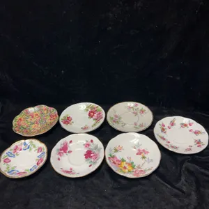 Fine Bone China Floral Saucers, England and France