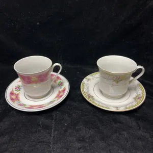 Truly Tasteful Fine China Demitasse Cups and Saucers Pair
