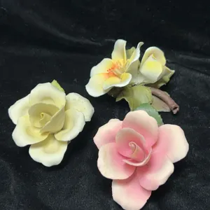 Napoleon Capodimonte Porcelain Flower Figurines Set of 3